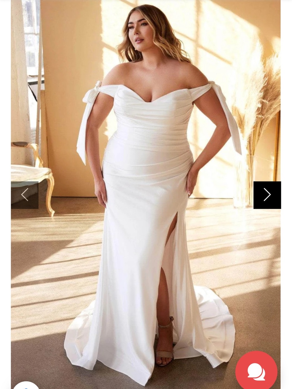Off-Shoulder White Mermaid Plus-Size Evening Wedding Dress with Side Slit